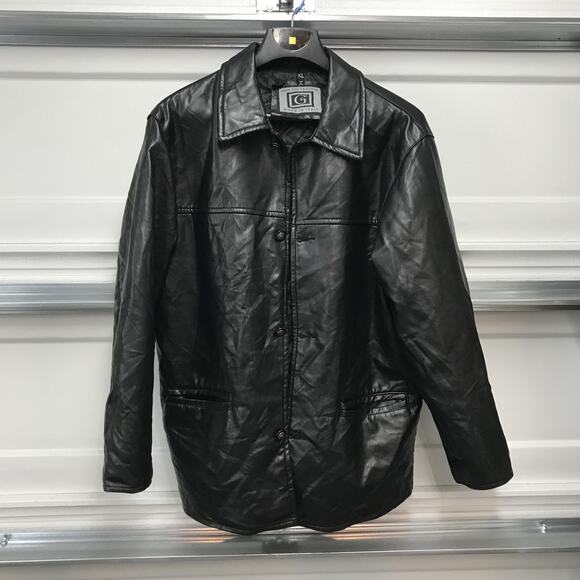 Unknown Other - G New Collection Leather Jacket Mens XL Black Made in Italy Quilted Car Coat